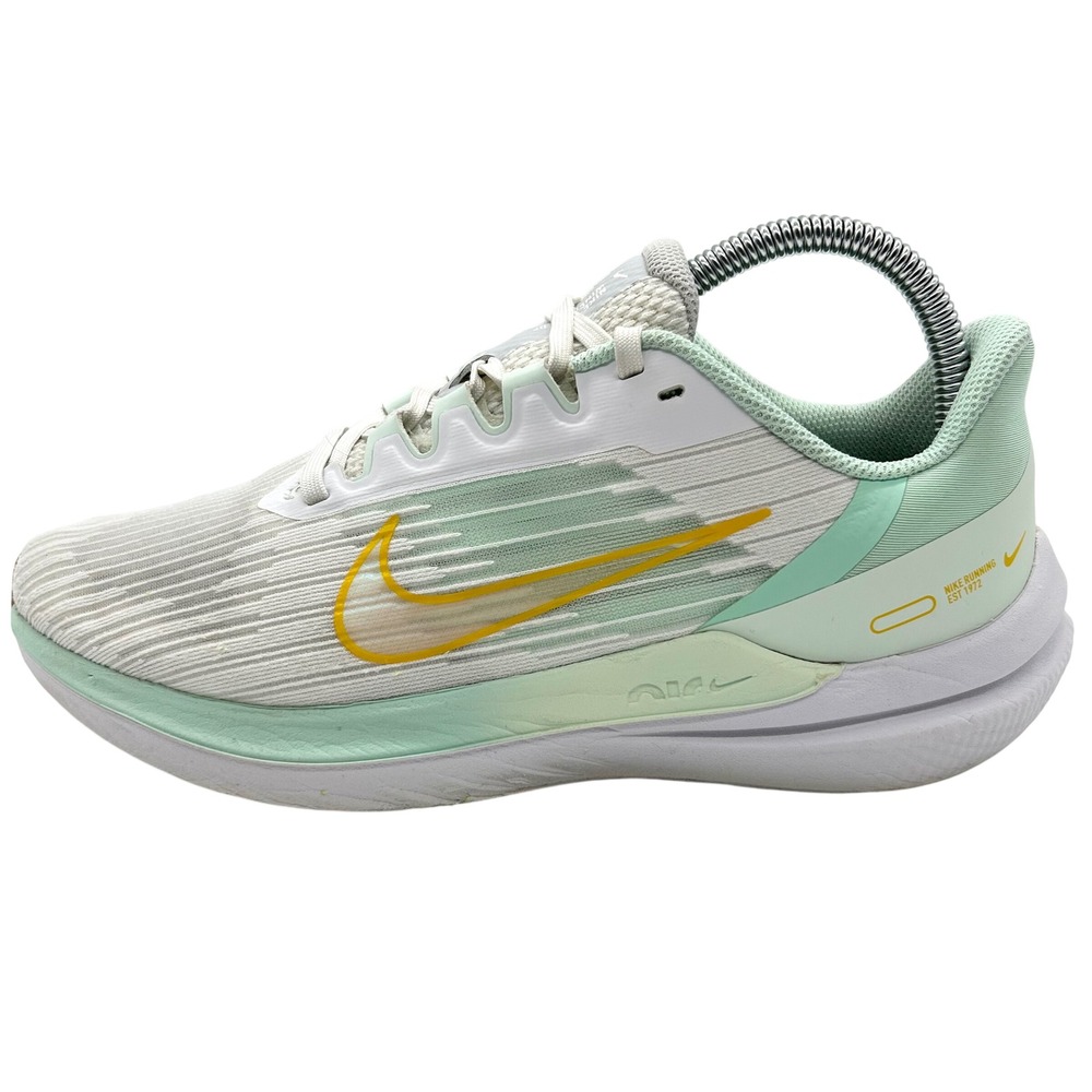 Nike Air Zoom Winflo 9 Women's Running Shoes White Mint Yellow Sz 7.5 DD8686 101